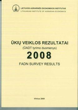 Ūkių veiklos rezultatai (ŪADT tyrimo duomenys) 2008